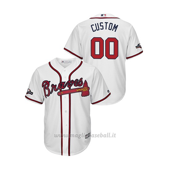 Maglia Baseball Uomo Atlanta Braves Personalizzate 2019 Postseason Cool Base Bianco